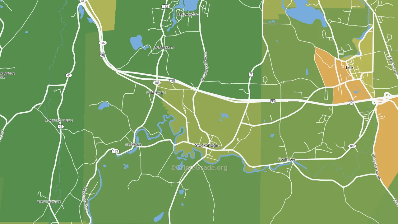 Stockbridge, MA Map of Vehicle Theft Rates