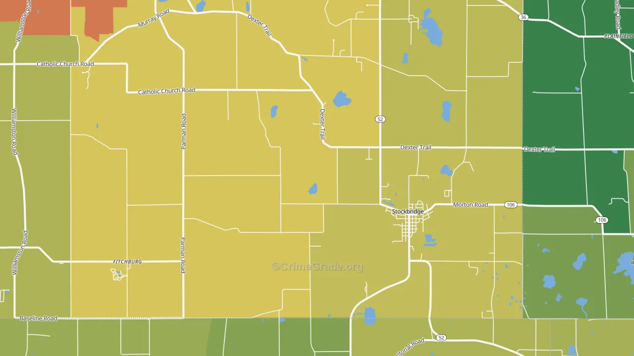 Stockbridge, MI Map of Vehicle Theft Rates