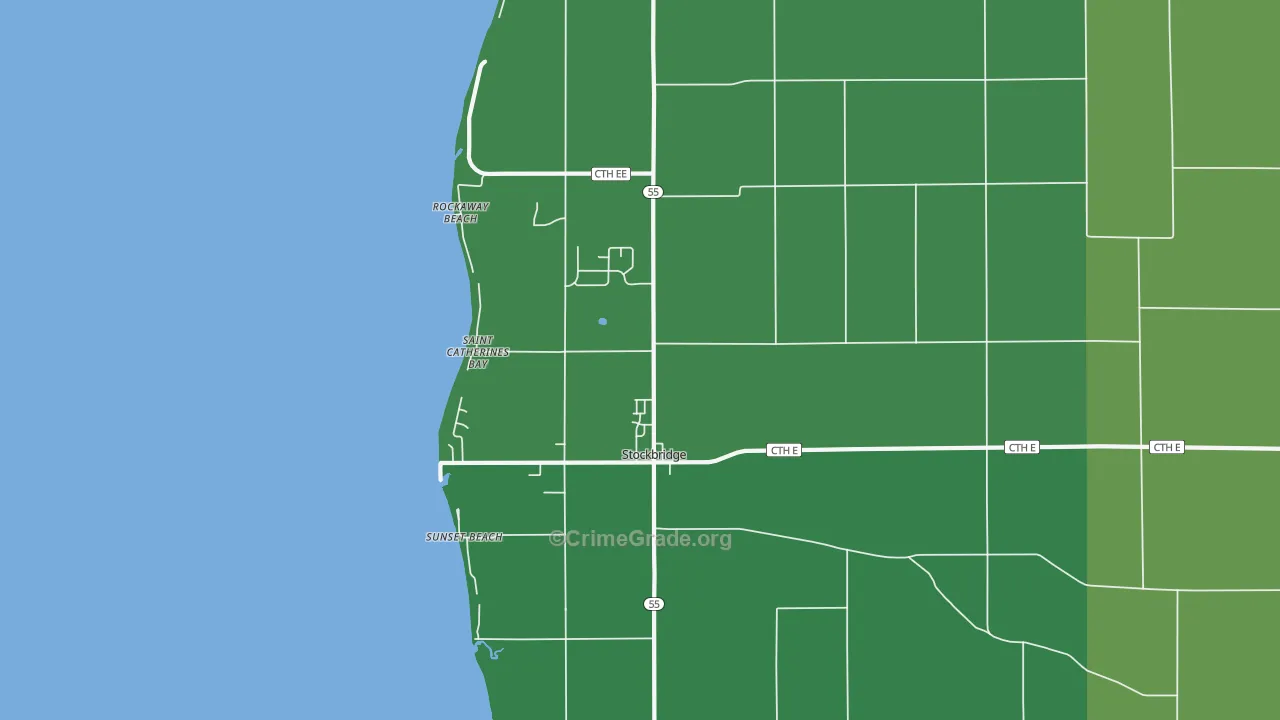 Stockbridge, WI Map of Vehicle Theft Rates