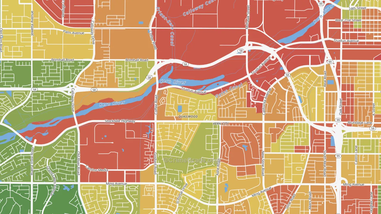 Stockdale Greens, Bakersfield, CA Map of Vehicle Theft Rates
