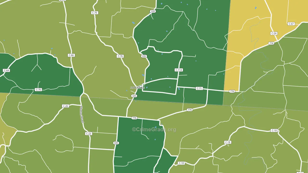 Stockdale, OH Map of Vehicle Theft Rates