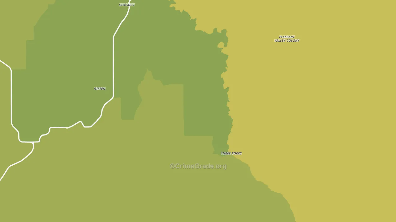 Stockett, MT Map of Vehicle Theft Rates