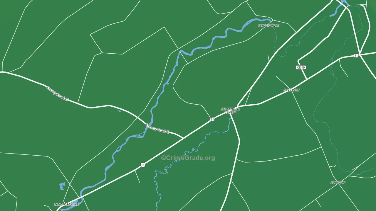 Stockholm Center, NY Map of Vehicle Theft Rates