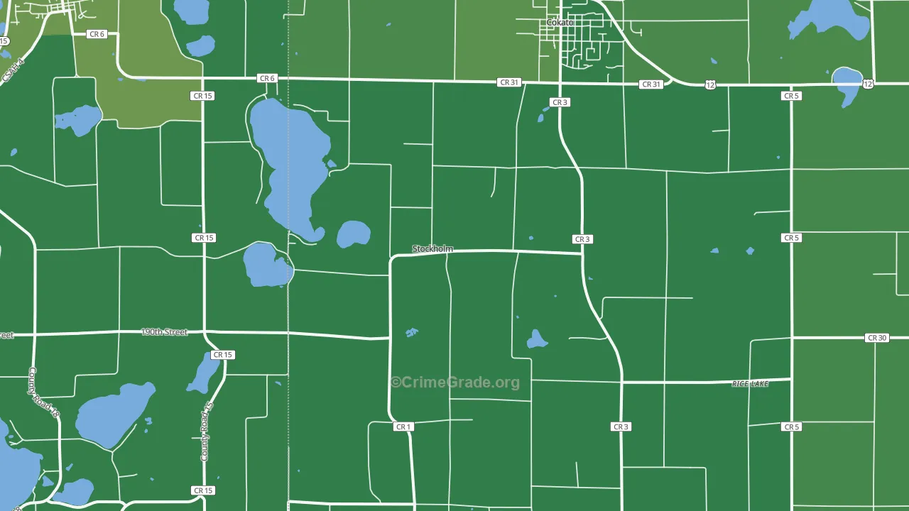 Stockholm, MN Map of Vehicle Theft Rates