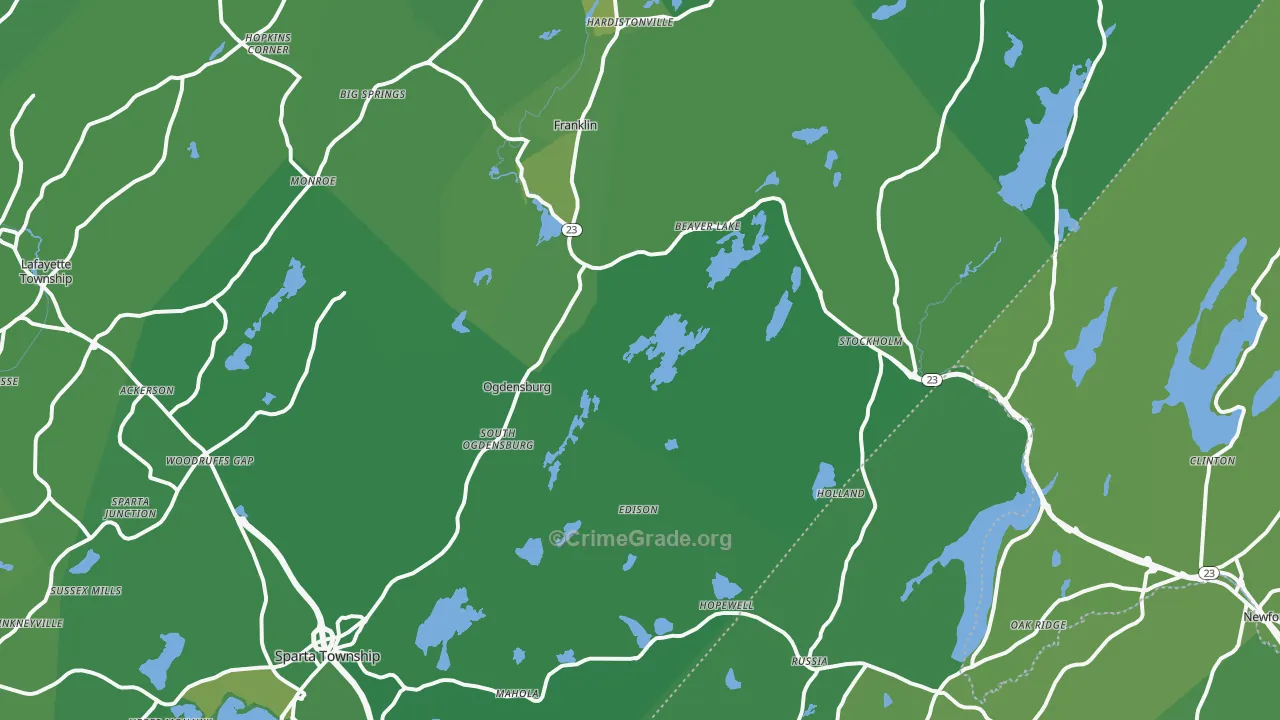Stockholm, NJ Map of Vehicle Theft Rates