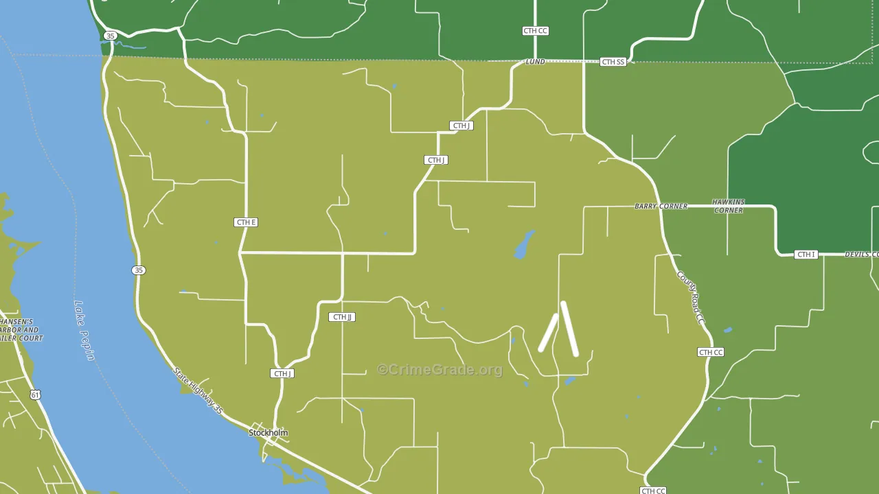 Stockholm, WI Map of Vehicle Theft Rates