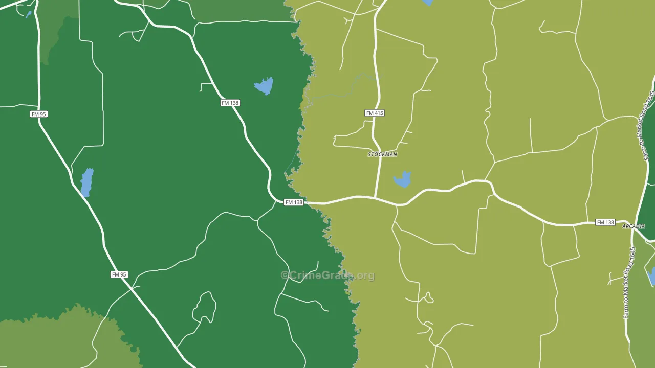 Stockman, TX Map of Vehicle Theft Rates