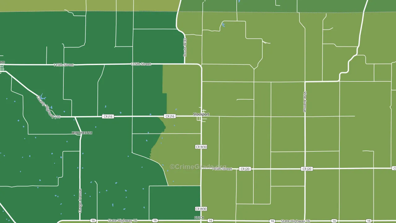 Stockport, IA Map of Vehicle Theft Rates