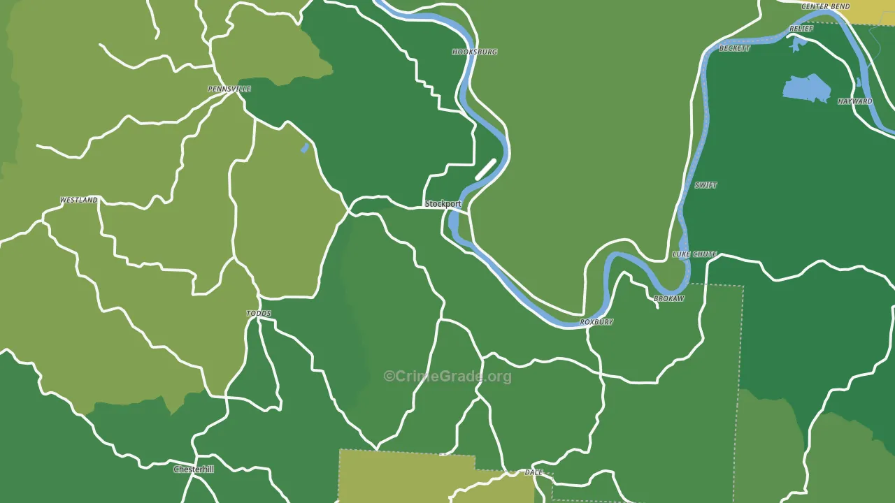 Stockport, OH Map of Vehicle Theft Rates