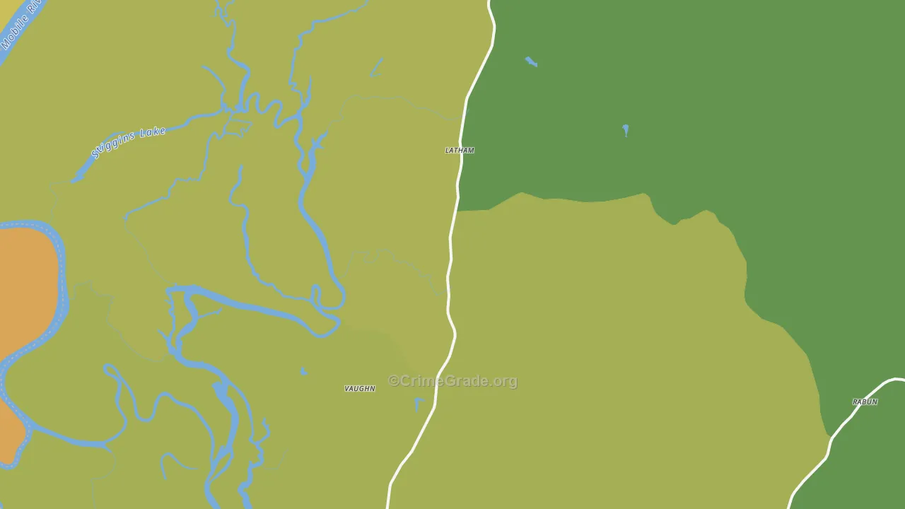 Stockton, AL Map of Vehicle Theft Rates