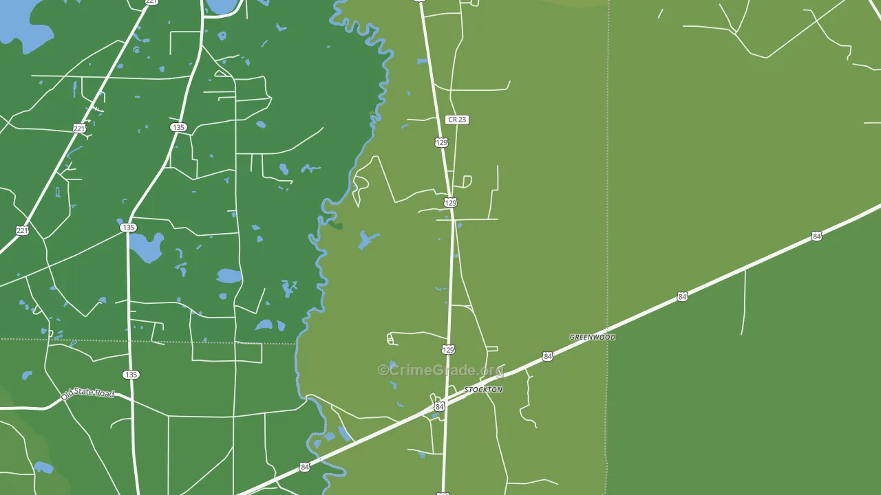 Stockton, GA Map of Vehicle Theft Rates