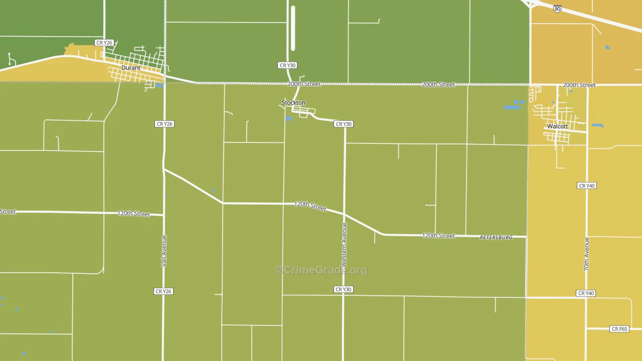 Stockton, IA Map of Vehicle Theft Rates