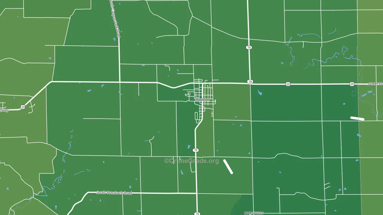 Stockton, IL Map of Vehicle Theft Rates