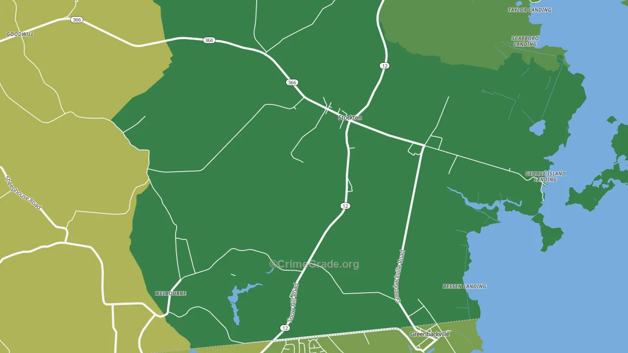 Stockton, MD Map of Vehicle Theft Rates