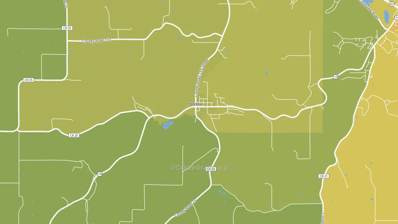 Stockton, MN Map of Vehicle Theft Rates
