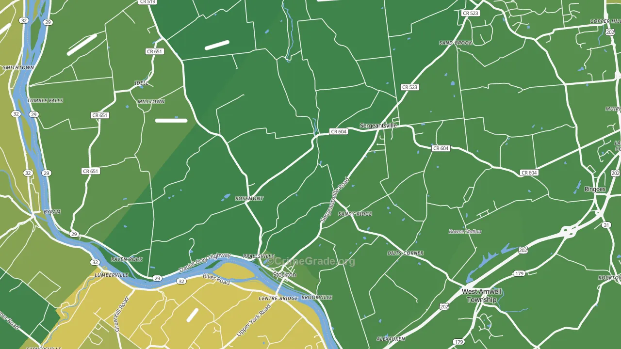 Stockton, NJ Map of Vehicle Theft Rates