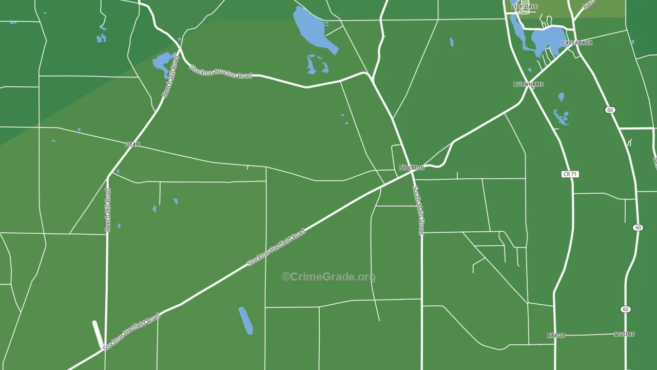 Stockton, NY Map of Vehicle Theft Rates