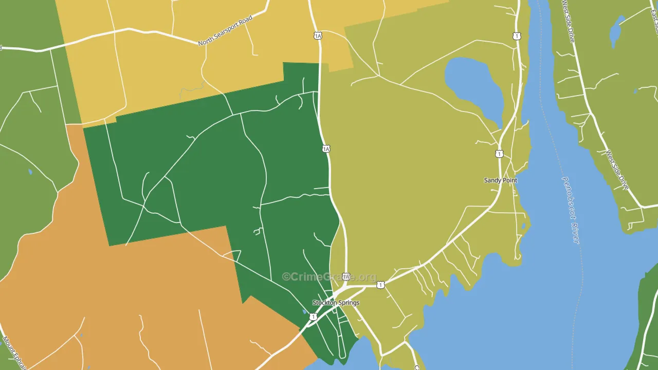 Stockton Springs, ME Map of Vehicle Theft Rates