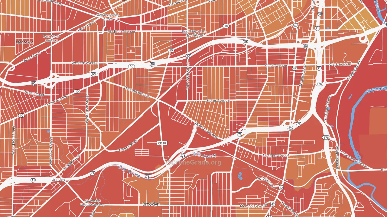 Stockyards, Cleveland, OH Map of Vehicle Theft Rates