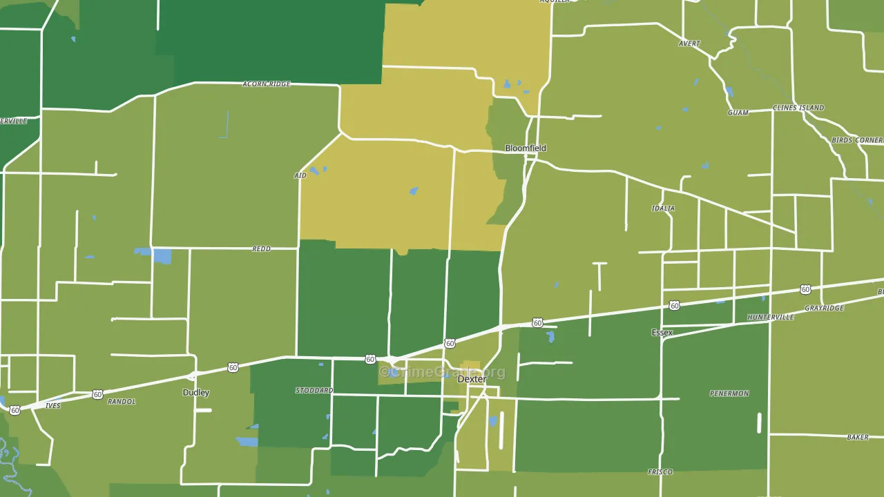 Stoddard County, MO Map of Vehicle Theft Rates