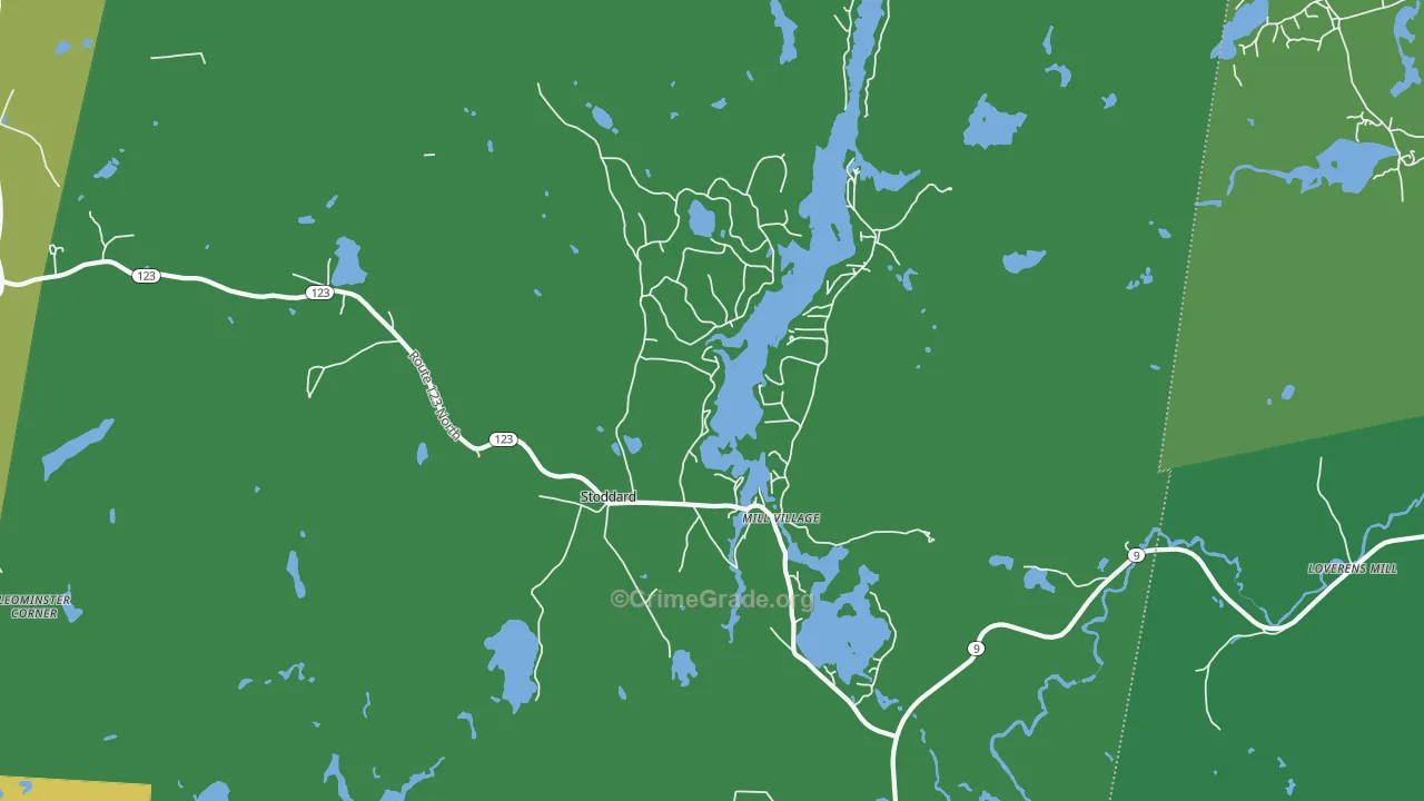 Stoddard, NH Map of Vehicle Theft Rates