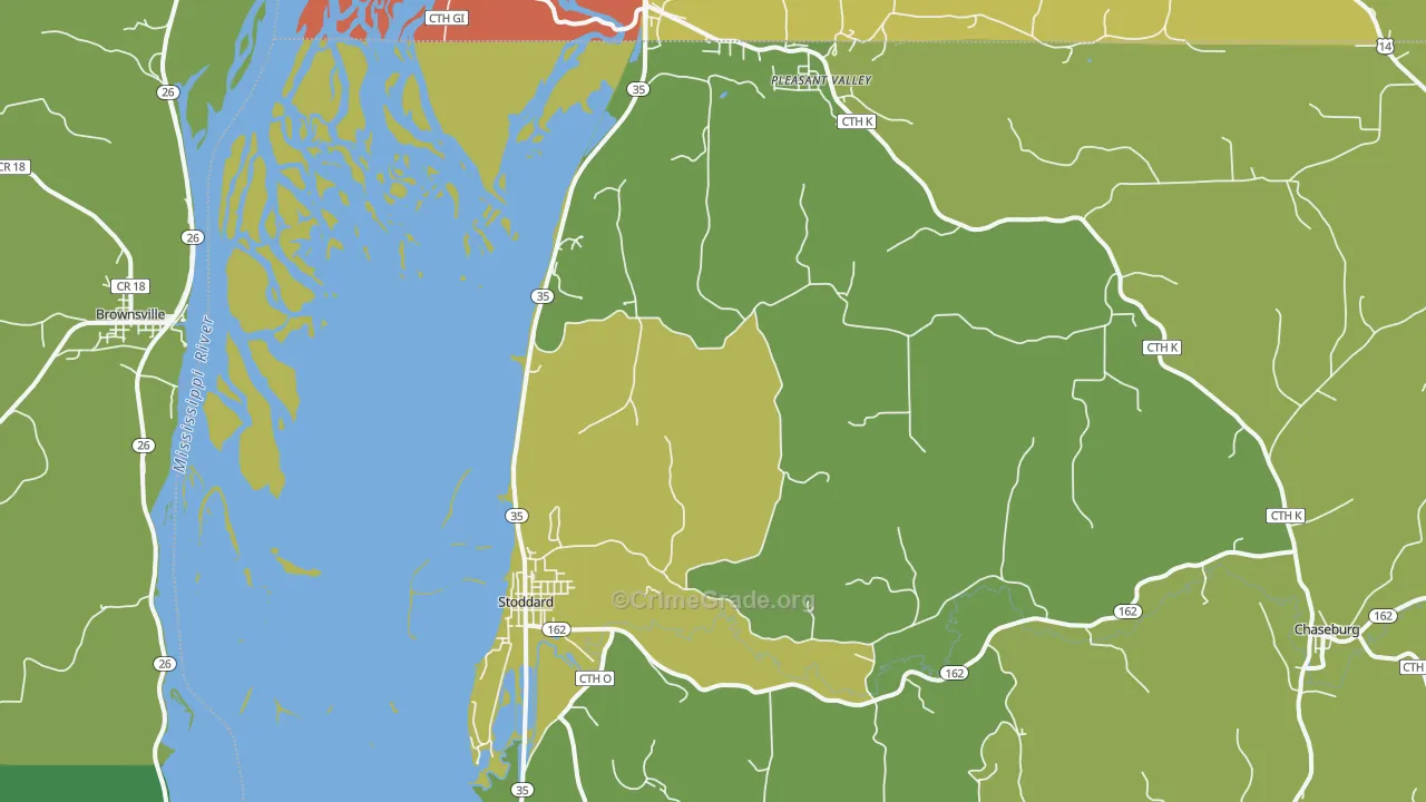 Stoddard, WI Map of Vehicle Theft Rates