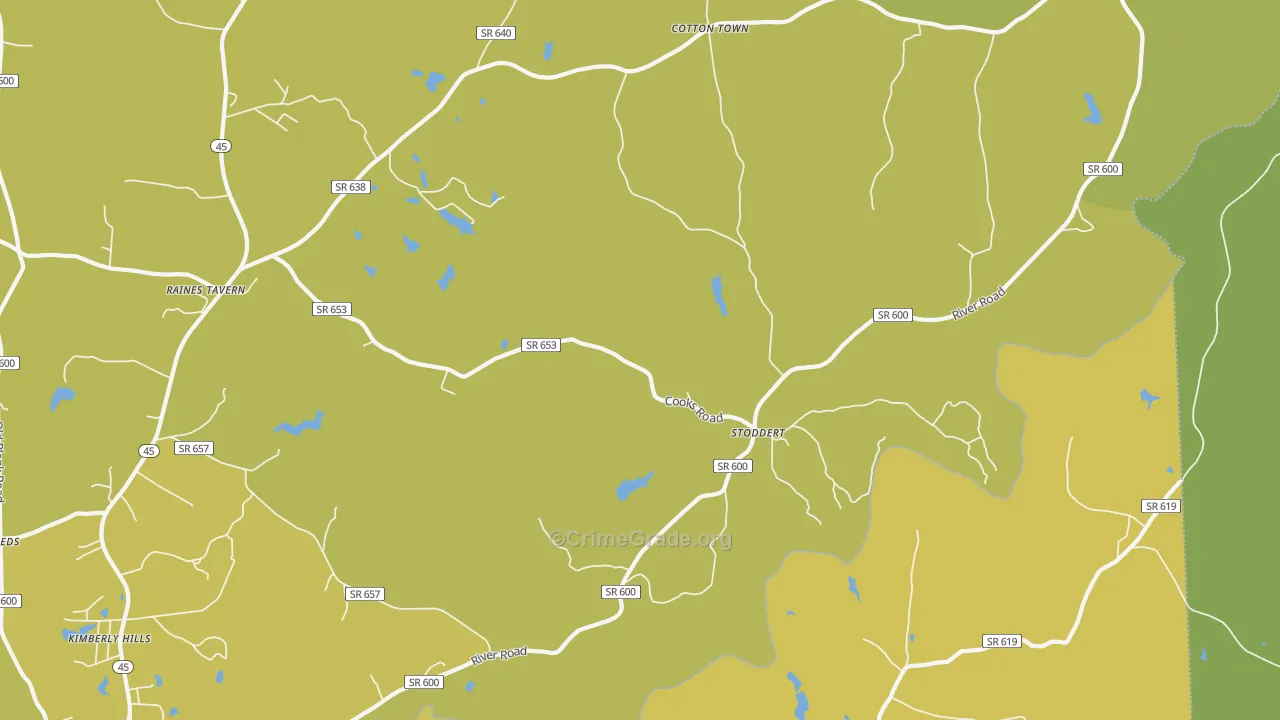 Stoddert, VA Map of Vehicle Theft Rates