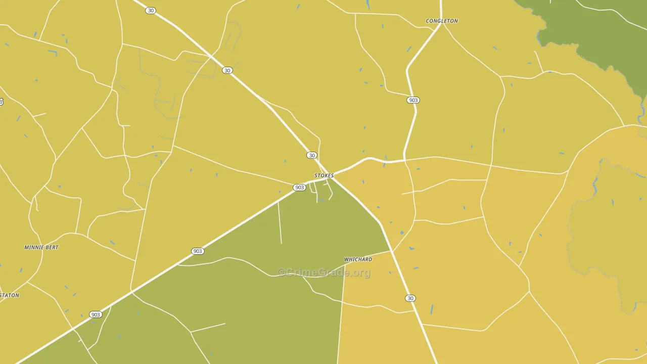 Stokes, NC Map of Vehicle Theft Rates