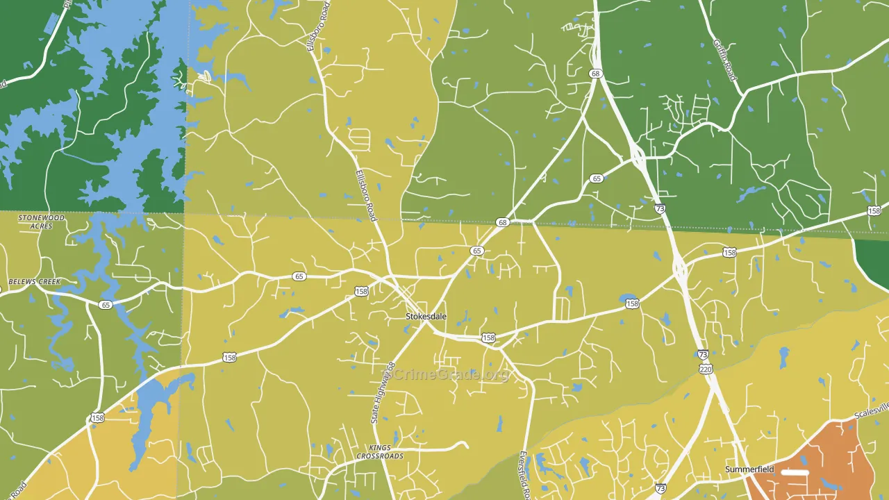 Stokesdale, NC Map of Vehicle Theft Rates