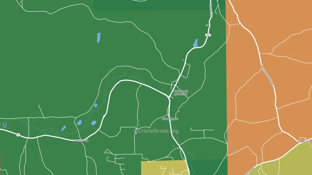 Stokesdale, PA Map of Vehicle Theft Rates