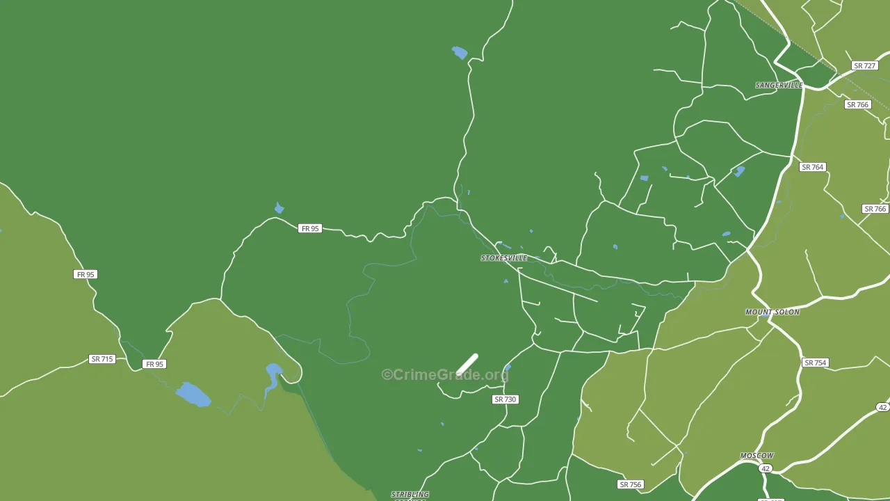 Stokesville, VA Map of Vehicle Theft Rates