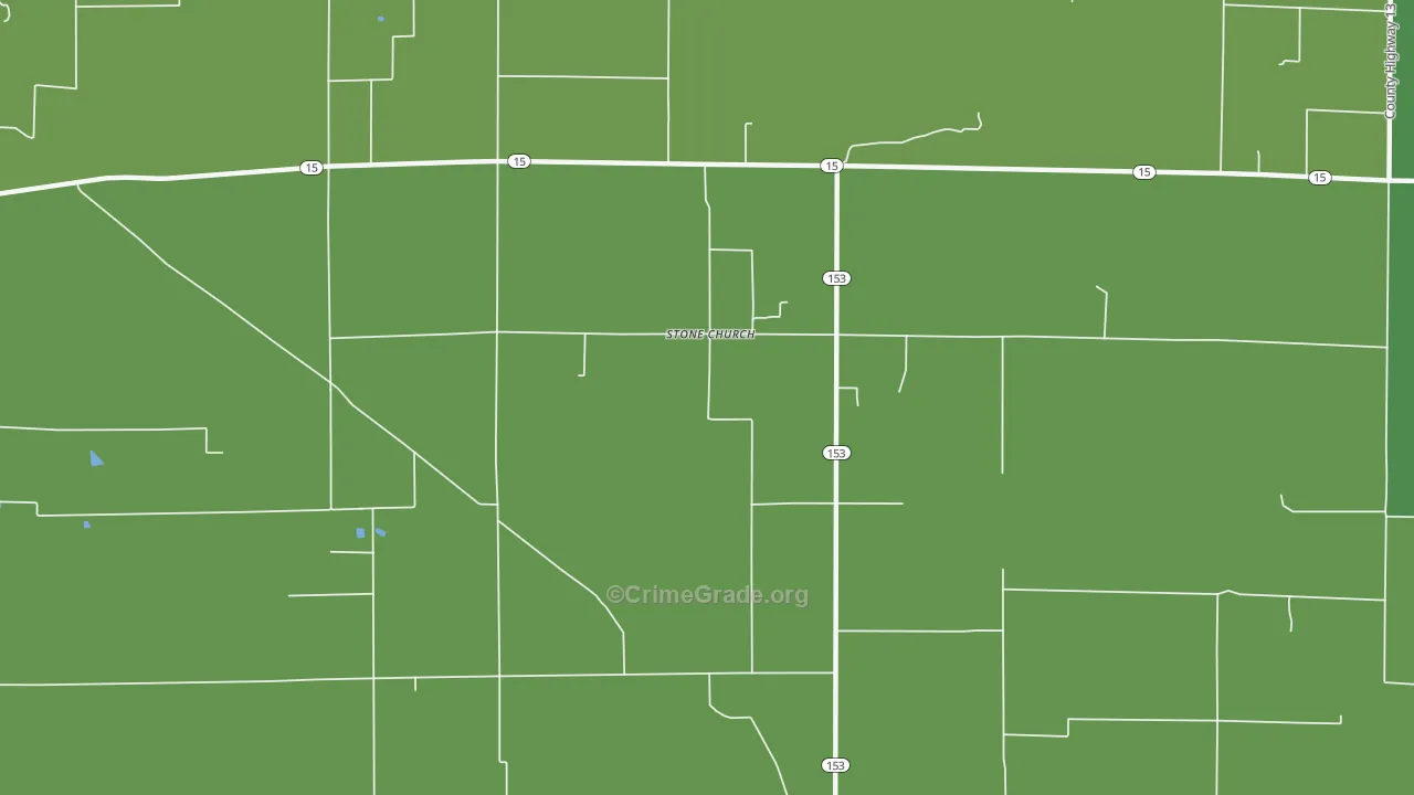 Stone Church, IL Map of Vehicle Theft Rates