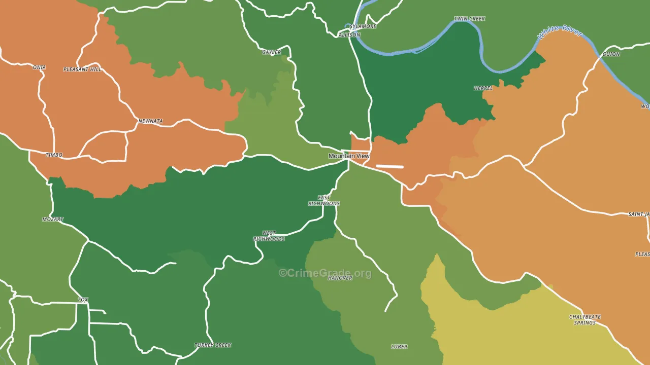 Stone County, AR Map of Vehicle Theft Rates