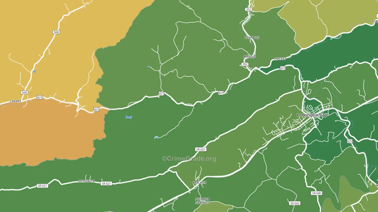 Stone Creek, VA Map of Vehicle Theft Rates