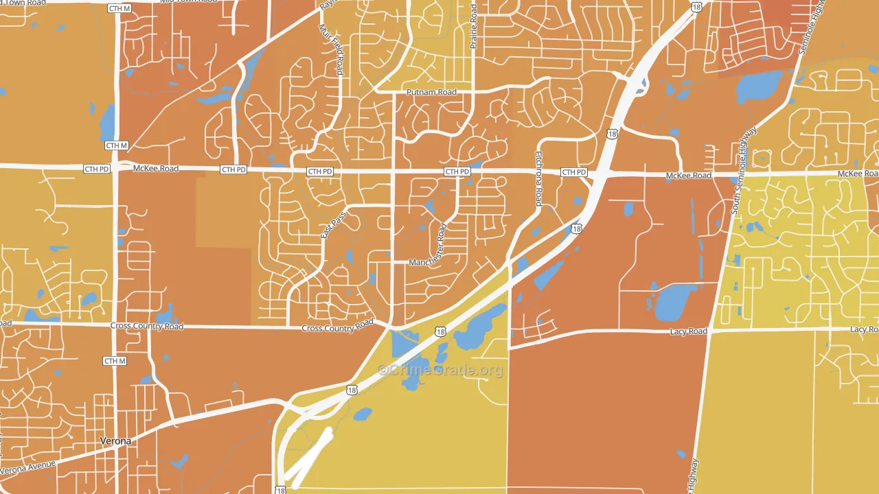 Stone Meadows, Madison, WI Map of Vehicle Theft Rates