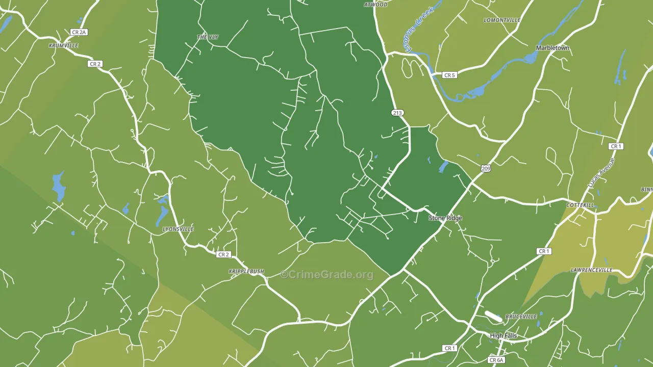 Stone Ridge, NY Map of Vehicle Theft Rates