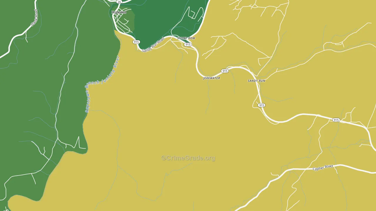 Stone Row, PA Map of Vehicle Theft Rates