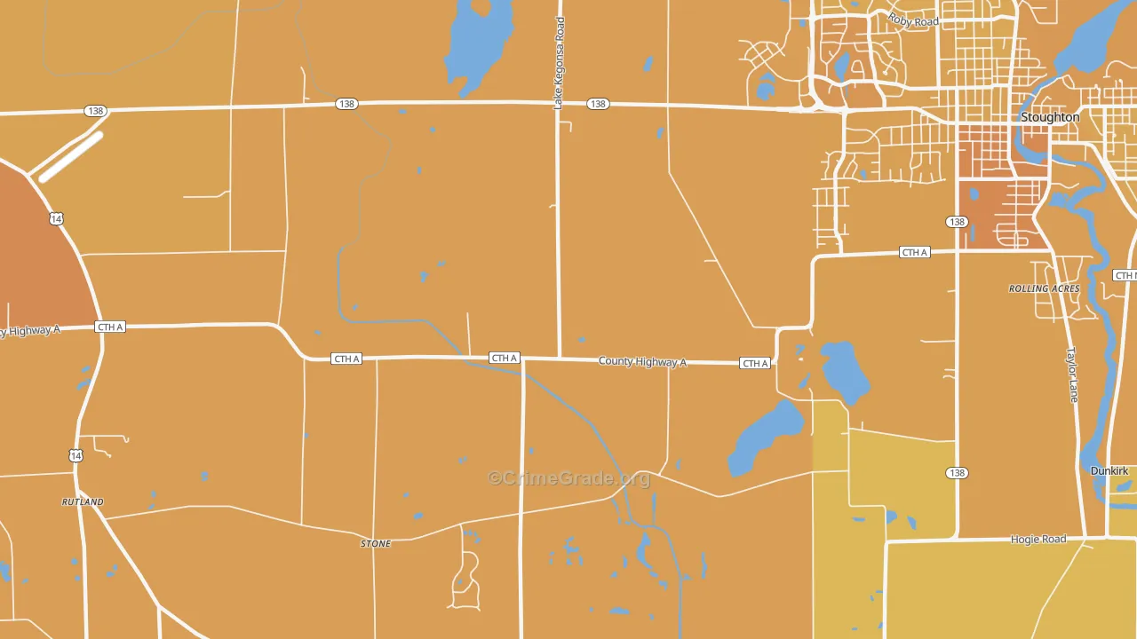 Stone, WI Map of Vehicle Theft Rates