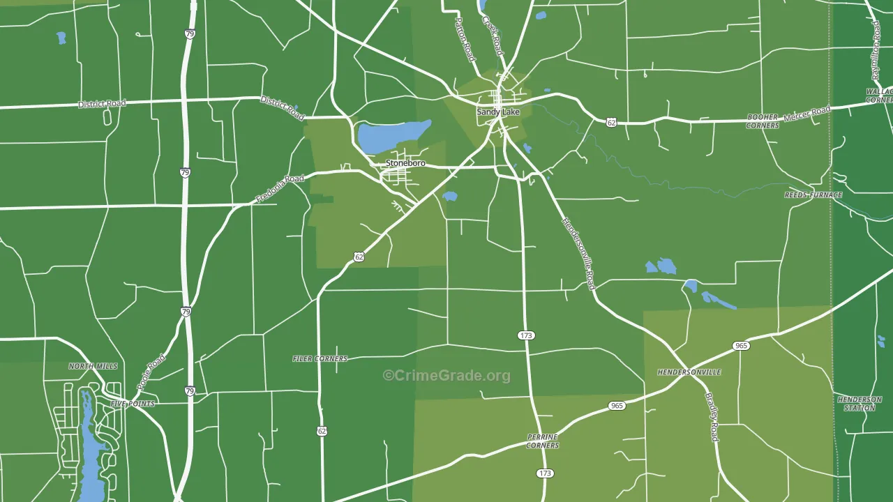 Stoneboro, PA Map of Vehicle Theft Rates