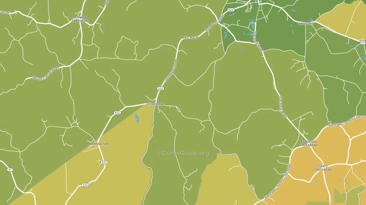 Stoneboro, SC Map of Vehicle Theft Rates