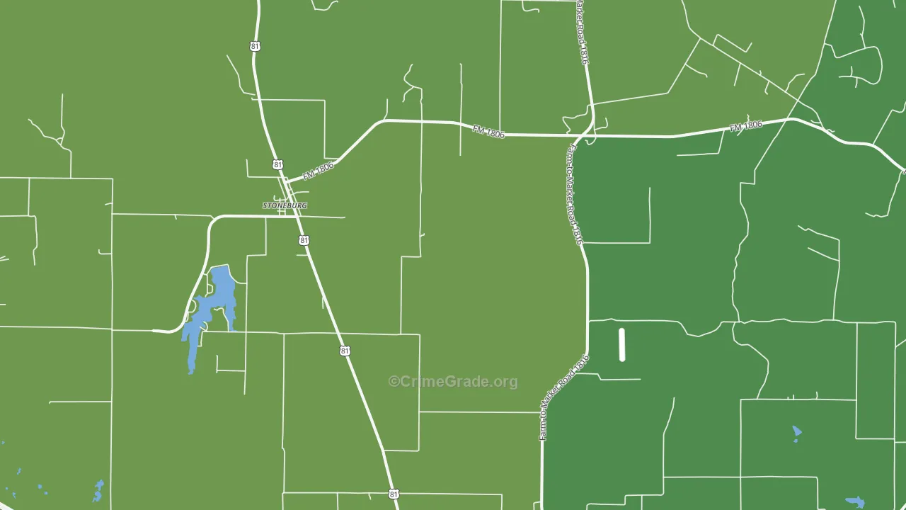 Stoneburg, TX Map of Vehicle Theft Rates