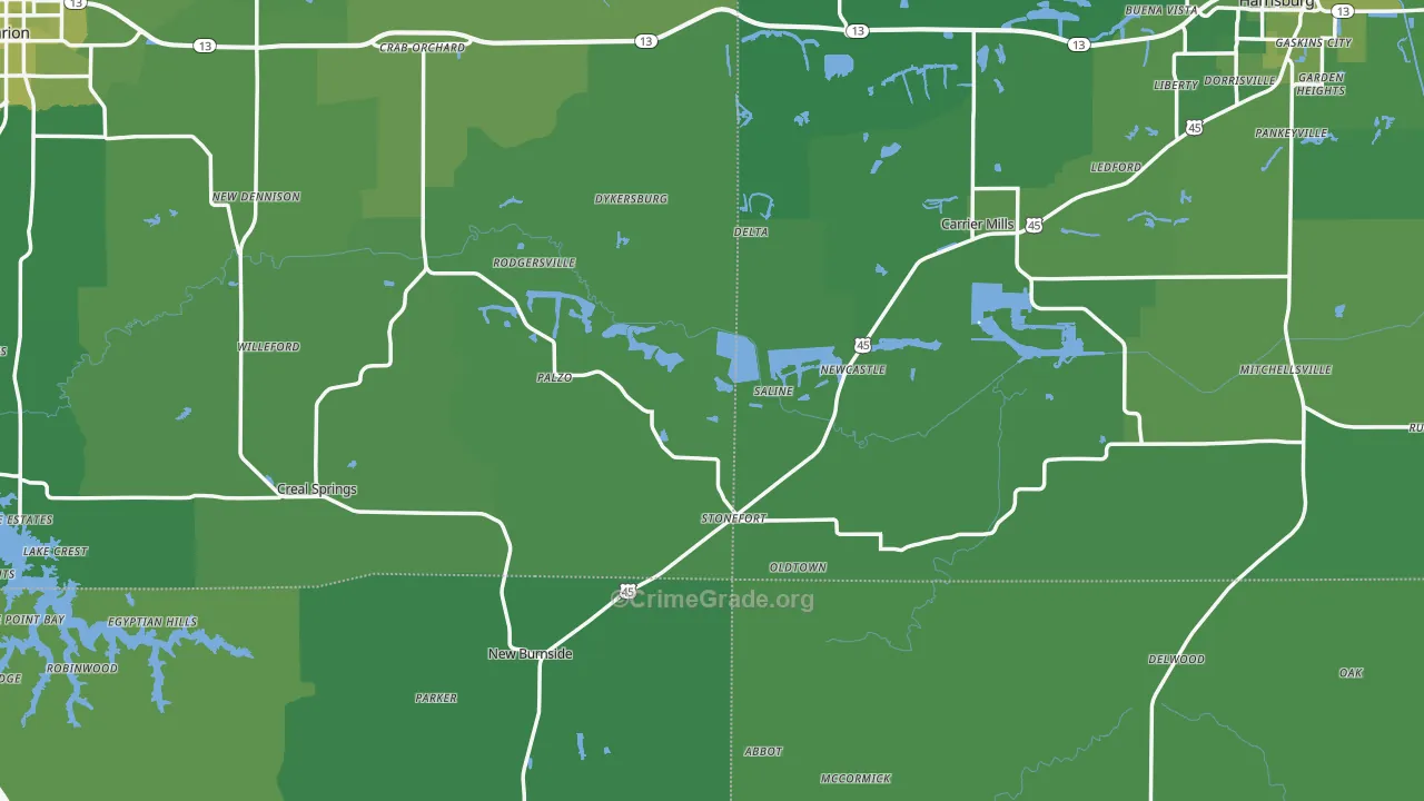 Stonefort, IL Map of Vehicle Theft Rates