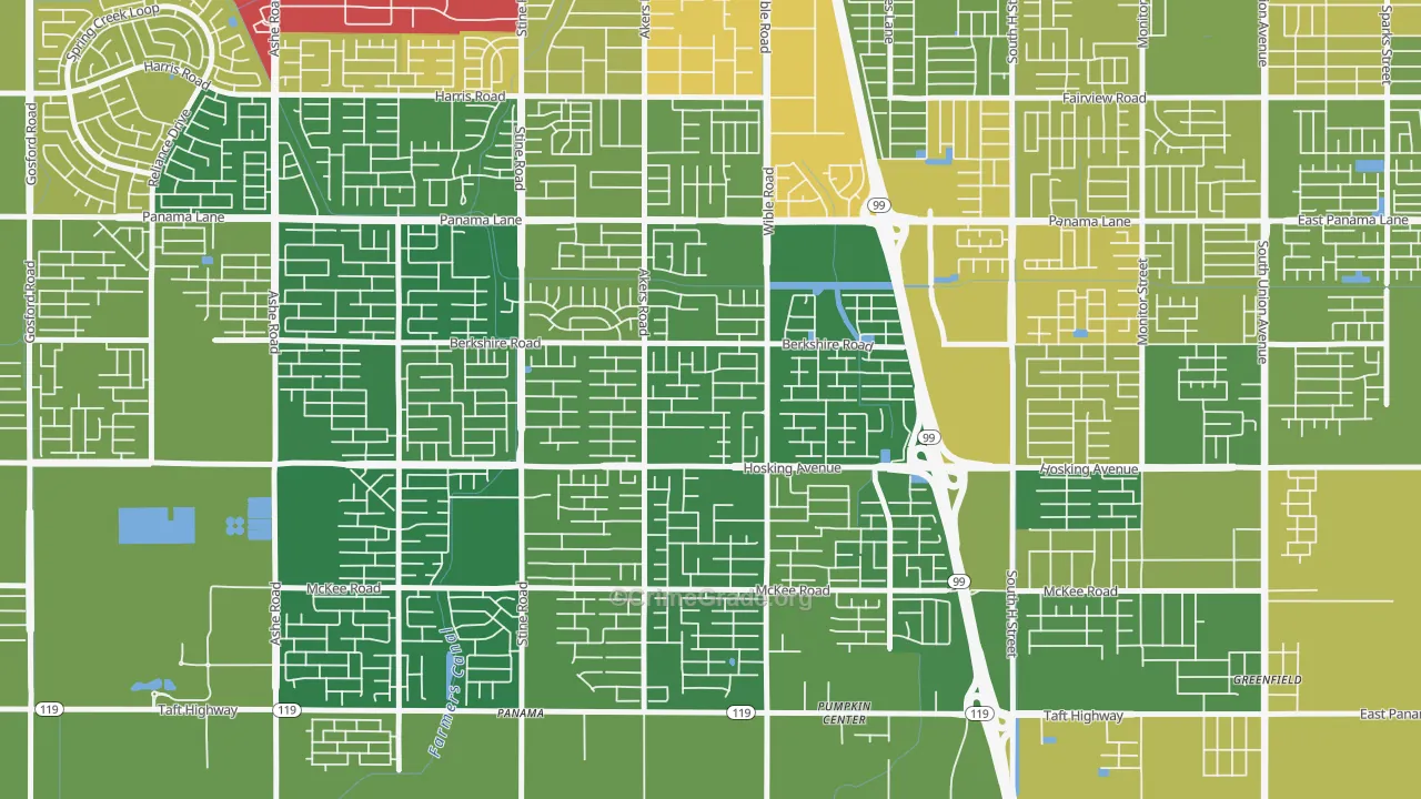 Stonegate, Bakersfield, CA Map of Vehicle Theft Rates