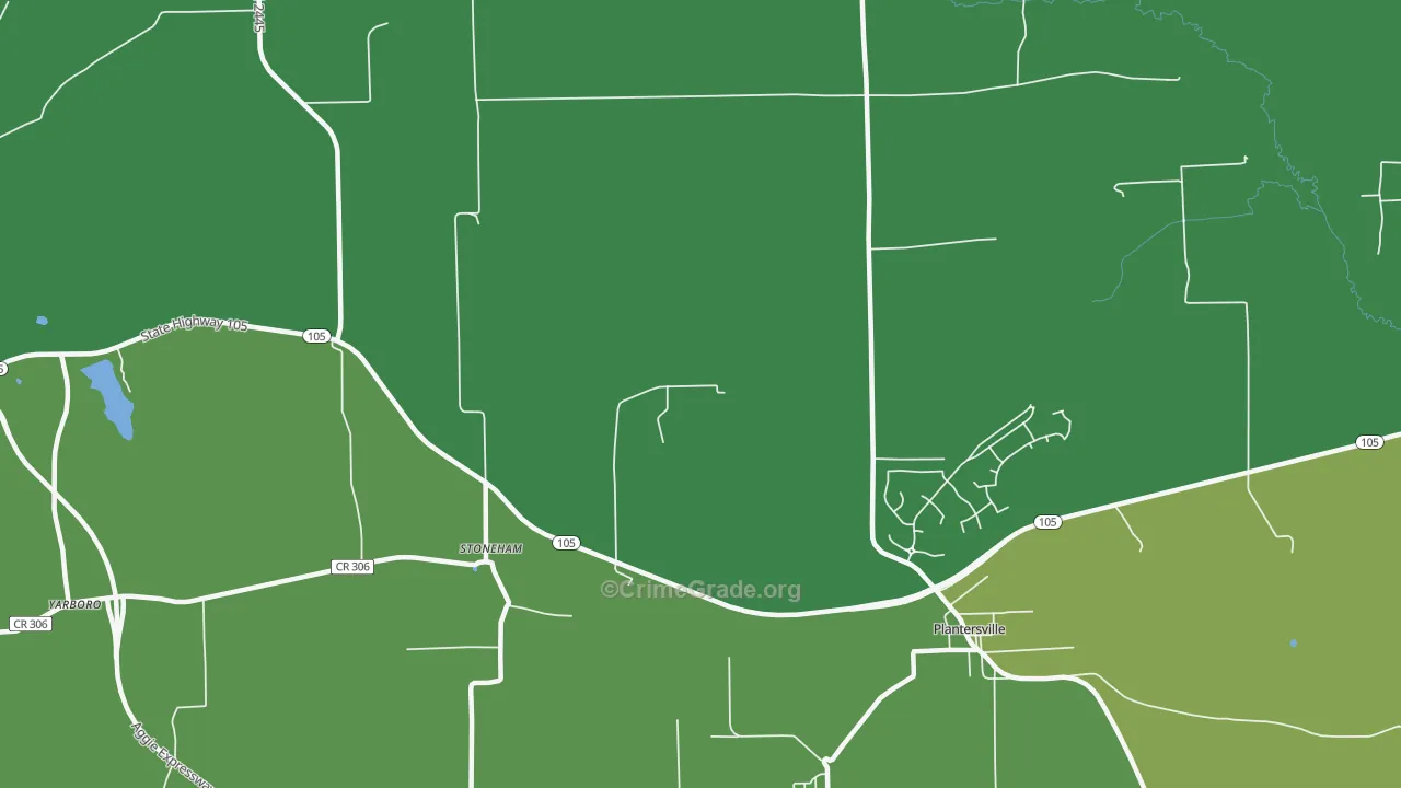 Stoneham, TX Map of Vehicle Theft Rates