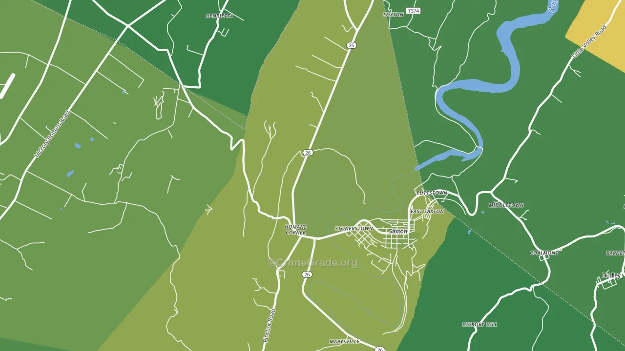 Stonerstown, PA Map of Vehicle Theft Rates