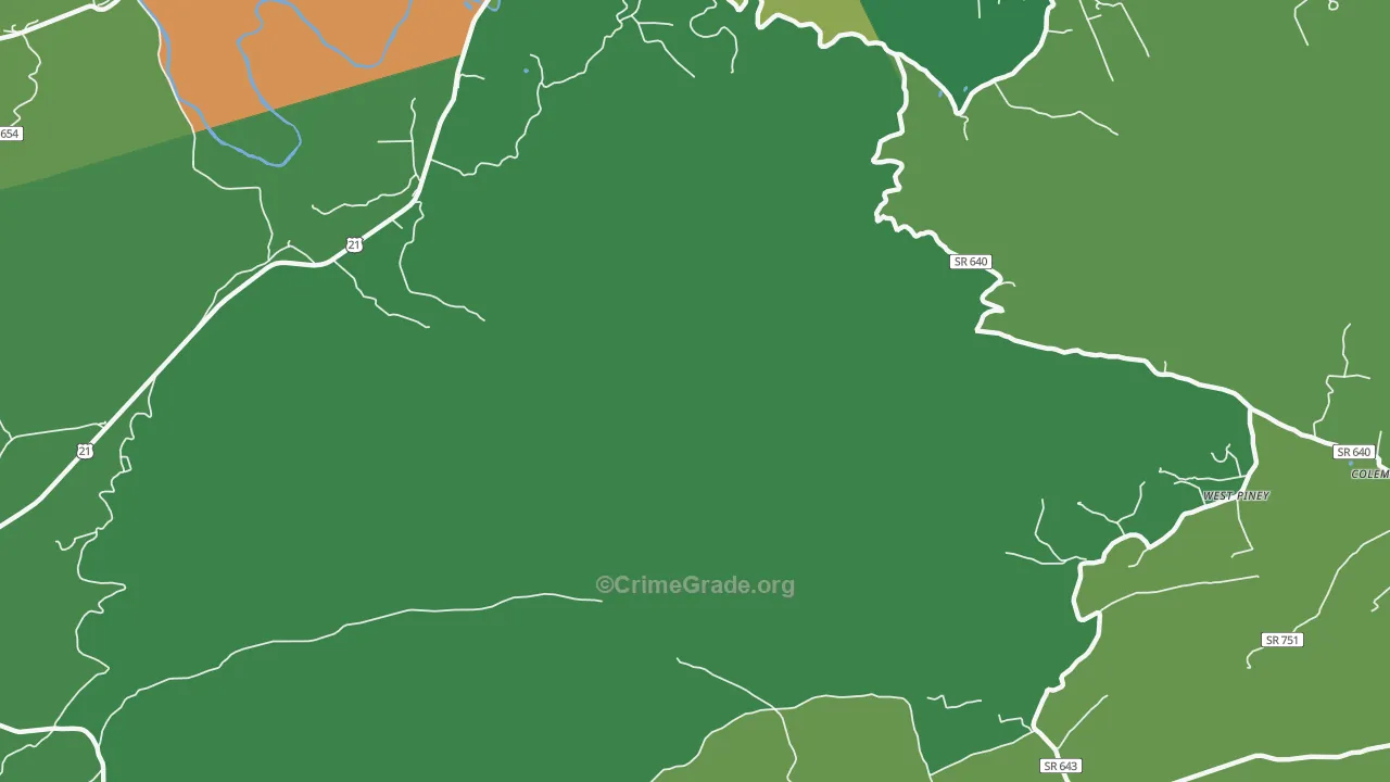 Stones Mill, VA Map of Vehicle Theft Rates