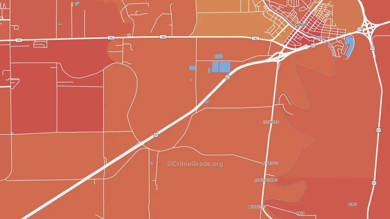 Stoneville, MS Map of Vehicle Theft Rates