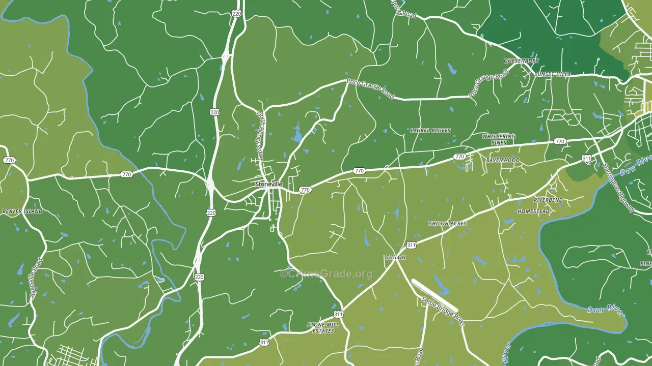 Stoneville, NC Map of Vehicle Theft Rates