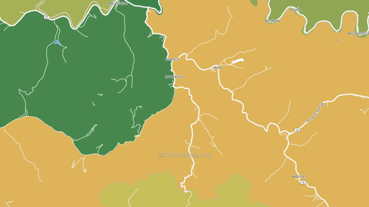 Stoneville, WV Map of Vehicle Theft Rates
