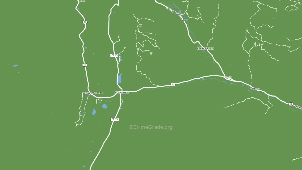 Stonewall, CO Map of Vehicle Theft Rates